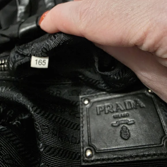 Prada Black Tessuto Nylon And Nappa Leather Waves Bag W/ COA and DUSTBAG